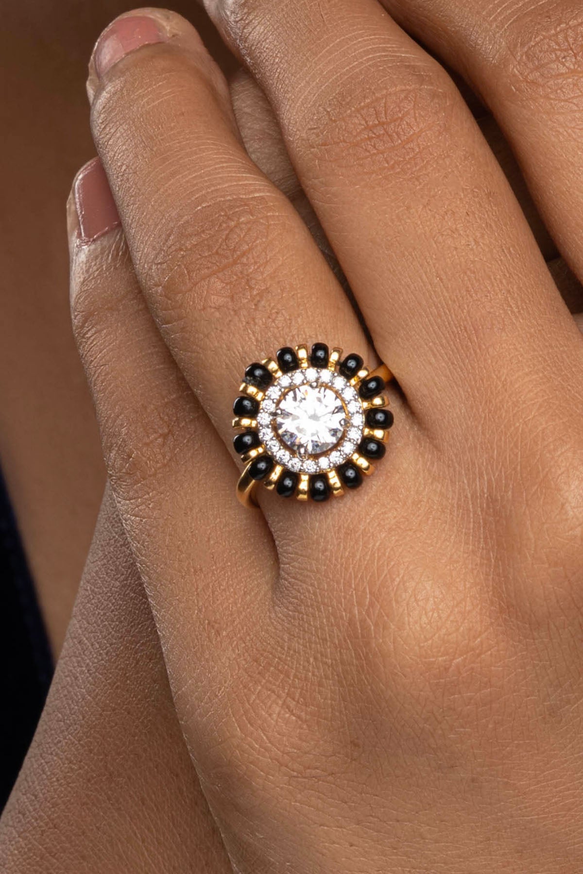 Buy Black Beads Embellished Ring by Sica for women online at ScrollnShops